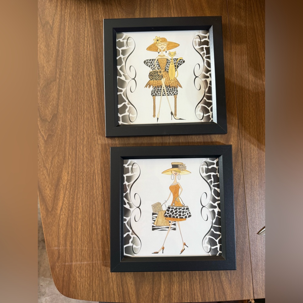 Celebrating Home Set Of 2 Swanky Shopper & Best Friends Framed Prints 9” X 9”